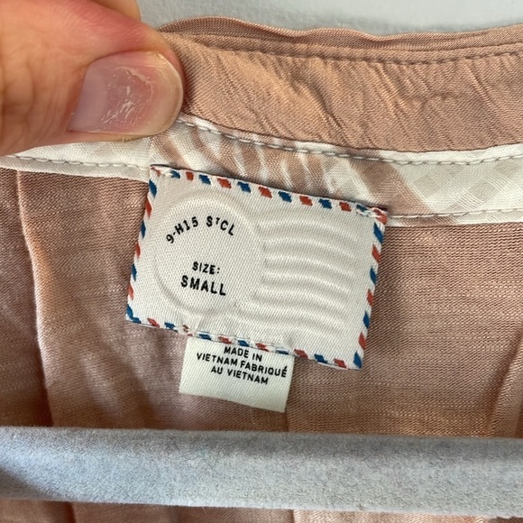 Anthropologie, Postcard, clay and white short/long blouse, size Small/Med, EUC - Picture 3 of 4